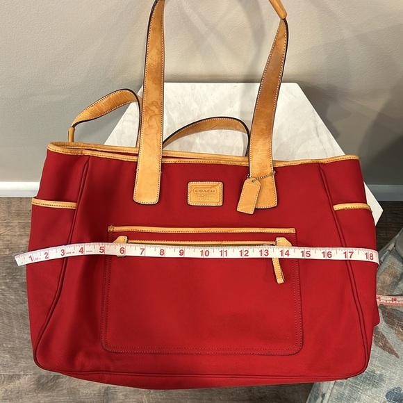 🔥Coach Red and Tan Tote Bag with Leather Trim🔥 - Picture 7 of 9